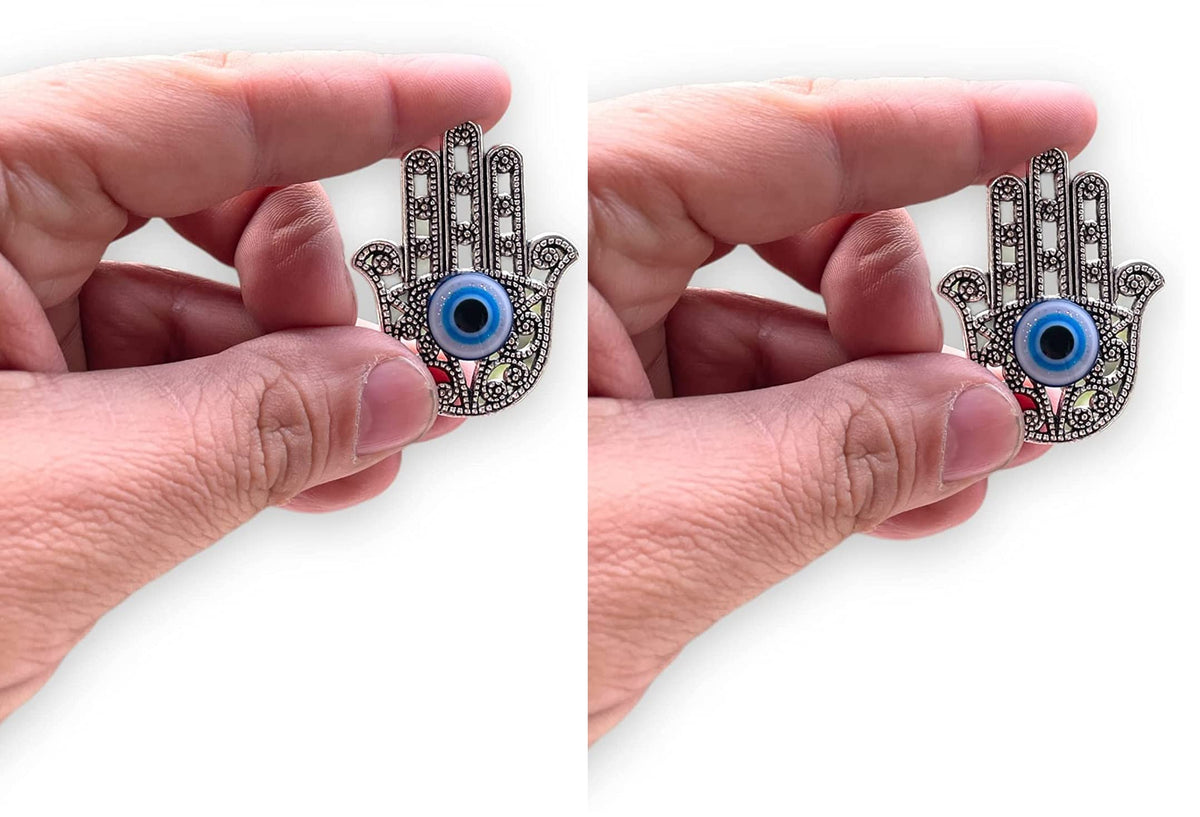 Blue Beads Fatima Hamsa Hand Turkish Evil Eye Fridge Magnet Refrigerator Sticker Decorative Things & Car Accessories (Pack Of 2)