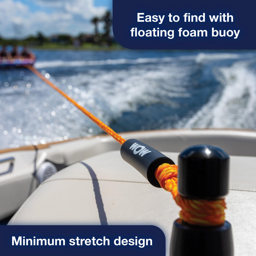 Wow Sports World Of Watersports 4K 60 Ft. Tow Rope With Floating Foam Buoy 1 2 3 Or 4 Person Tow Rope For Boating, 11-3010