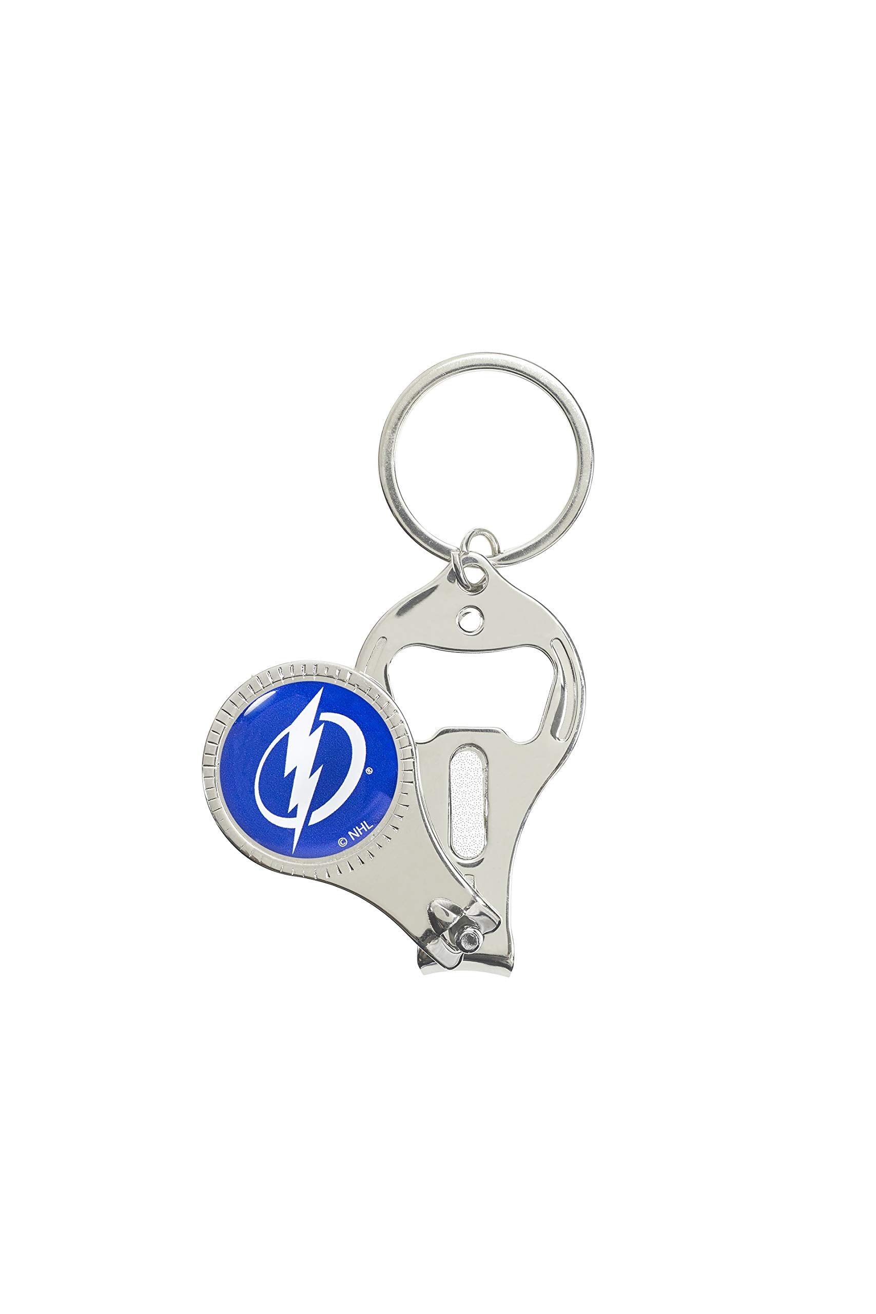Aminco Nhl Tampa Bay Lightning Multi-Function Keychain, Includes: Nail Clipper, Nail File And Bottle Opener