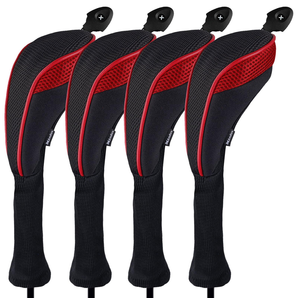 Andux 4 Pack Long Neck Golf Hybrid Club Head Covers Dial No. Tag Ctmt-01 Red