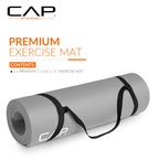 Cap Barbell High Density Exercise Mat With Strap, 68''X24'' 12Mm - Gray
