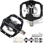 Pxqual SPD Bike Pedals - SPD Clipless & Flat Platform Combo Pedals for MTB & Road Bikes,9/16 Aluminum Alloy Sealed Bearing, Easy