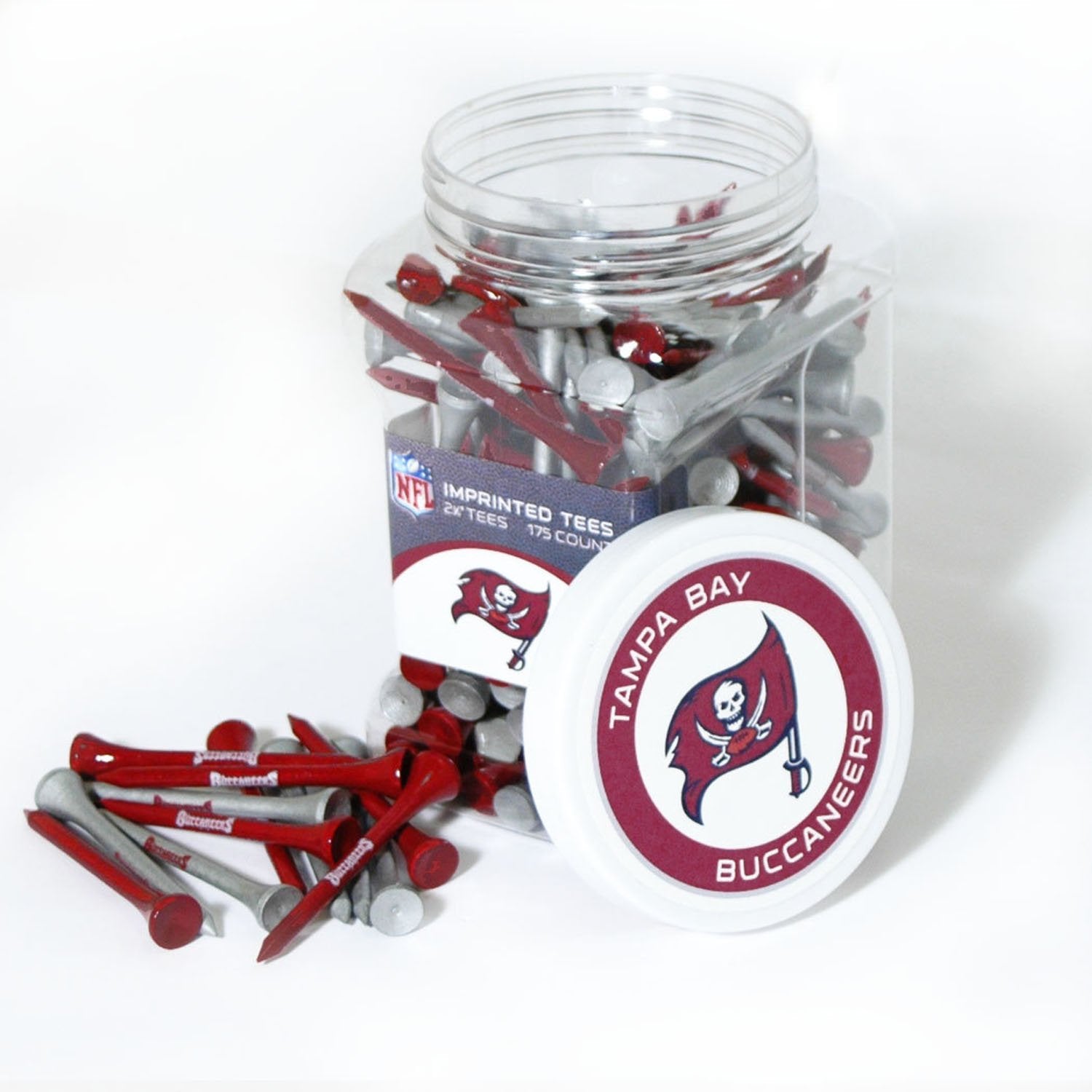 Team Golf NFL Tampa Bay Buccaneers Jar Of 175 Golf Tees 2-3/4 Golf Tees, 175 Pack, Regulation Size, Multi Team Colors