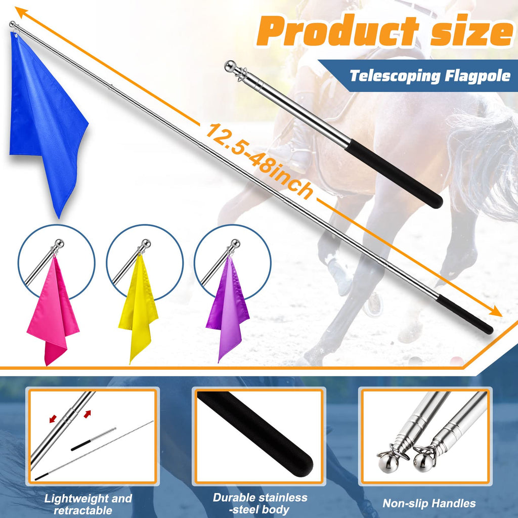 Equestrian Training Flag 4 Pieces Equestrian Training Equipment Equestrian Nylon Flag Without Flagpole(Yellow, Pink, Purple, Dar