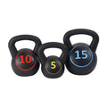 BalanceFrom Set of 3 Vinyl Ergonomic Wide Kettlebell Exercise Workout Fitness Weights for Balance and Strength Training, 5, 10, 