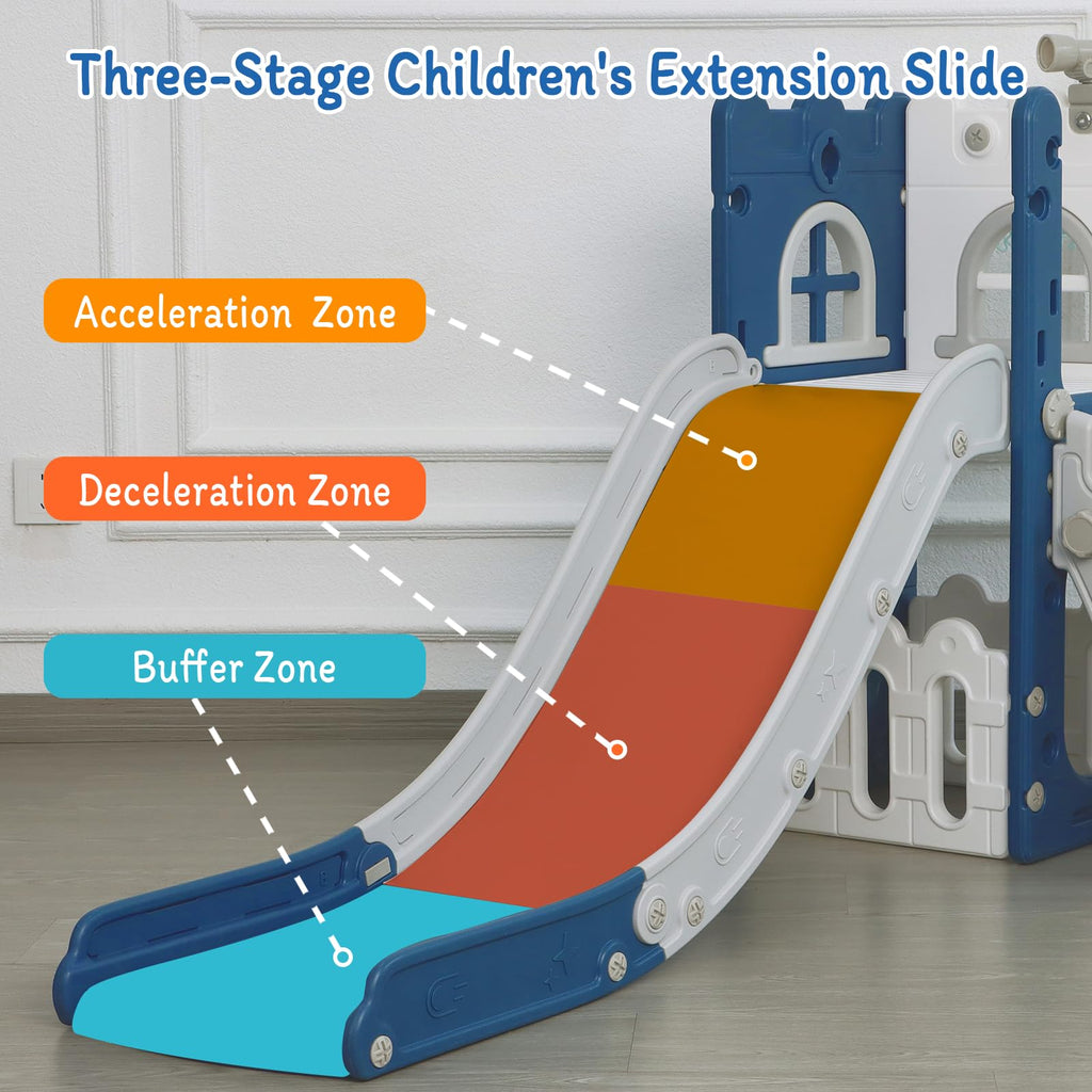 LulliSpace 6 in 1 Toddler Slide for Toddler&Kids,Kids Climber Slider for Indoor Outdoor Playground with Storage,Telescope,Basket