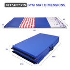 Folding Exercise Aerobics Mat, 4'X8'X2'' Extra Thick High Density Gymnastics Mat, Anti Tear Exercise Aerobics Mats For Mma, Stre