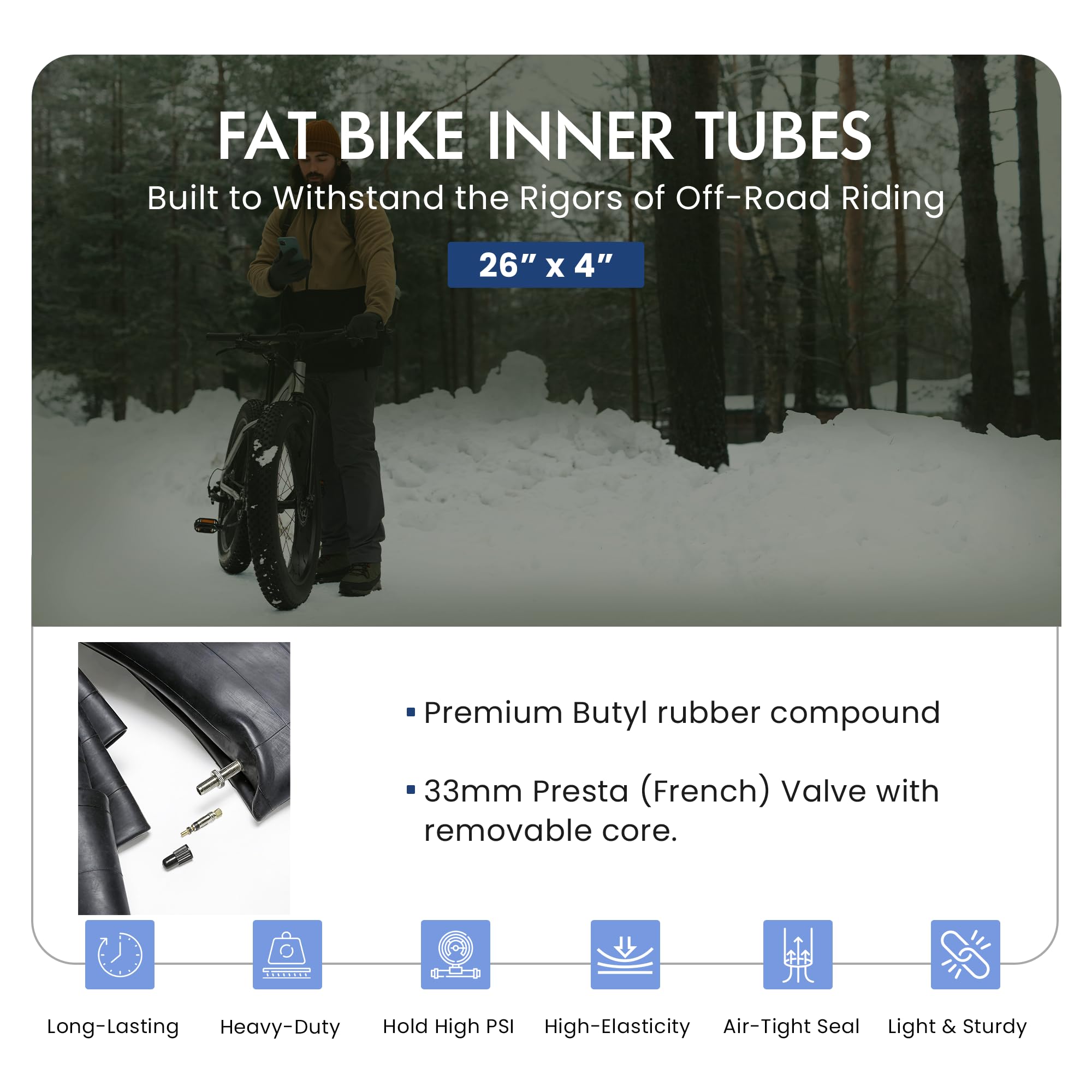 Fat Bike 26 X 4.0 Presta Valve 4 Pack