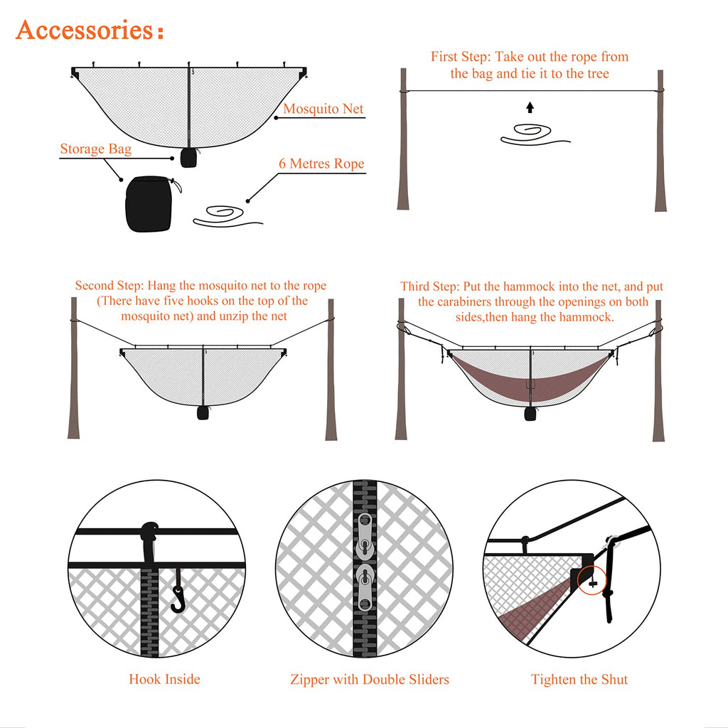 Alucky Hammock Net Camping Mosquito Net, No See Ums & Repels Insect, Polyester Netting For 360 Degree Protection, Double Sided Z