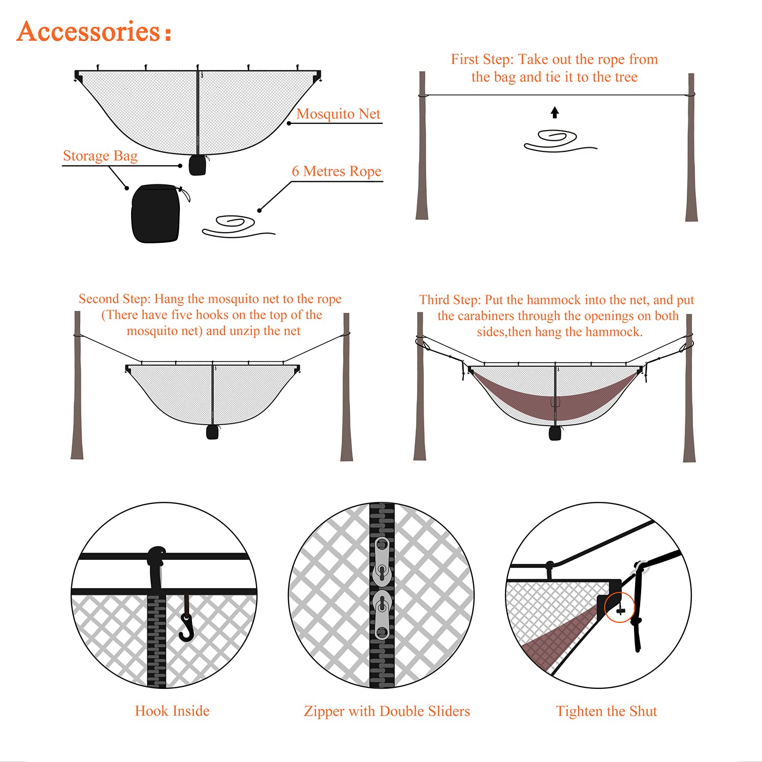Alucky Hammock Net Camping Mosquito Net, No See Ums & Repels Insect, Polyester Netting For 360 Degree Protection, Double Sided Z