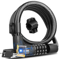 KEYSTP Bike Lock Cable with Combination & Key, Password Lost Retrievable Bicycle Lock Anti-Theft, Coiled Secure Resettable Bike 