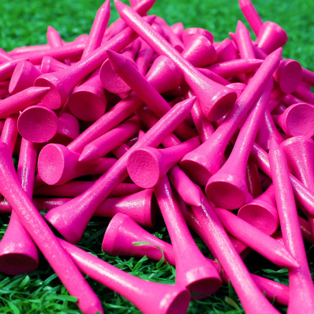 Mykuja Pink Bamboo Golf Tees 2 1/8 Inch Pack Of 100Pink Golf Teeswomen Pink Golf Bamboo Tees(54Mm Pink)