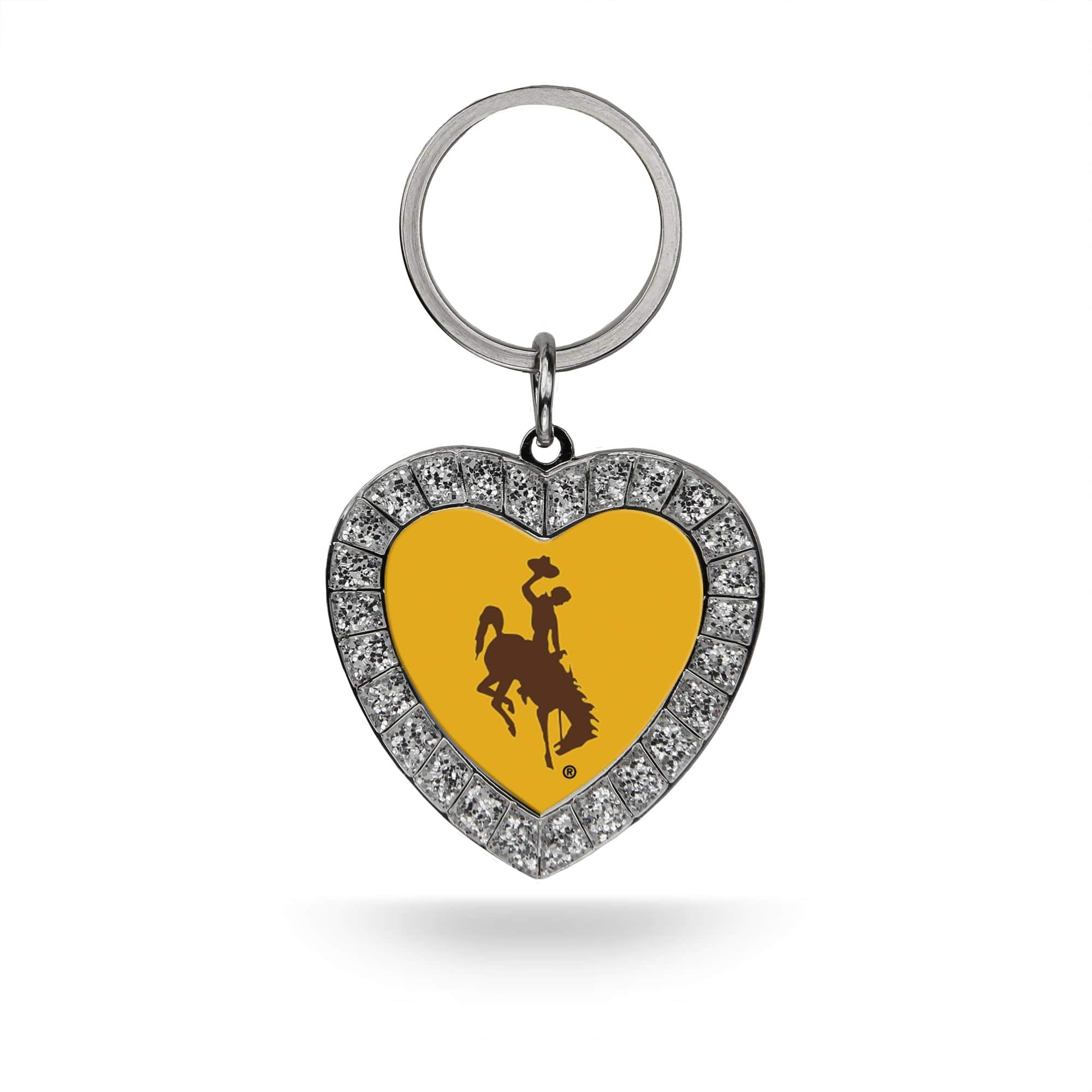Rico Industries Ncaa Wyoming Cowboys Metal Rhinestone Heart Keychain 1.38 X 3-''