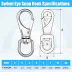 Mixiflor Stainless Steel Swivel Eye Snap Hook, 4 Pack (4 Inch) Swivel Snap Hook Flag Pole Clips, Rotating Diving Clips Spring Ho