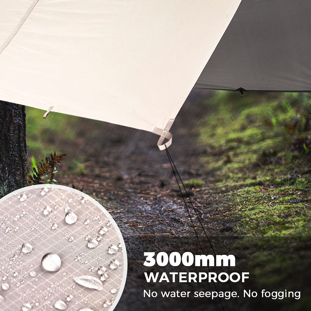 Bearhard 10 X 10 Ft/10 X 12 Ft Waterproof Rainfly Tarp For Hammock Or Tent, Lightweight Multifunctional Camping Shelter For Back