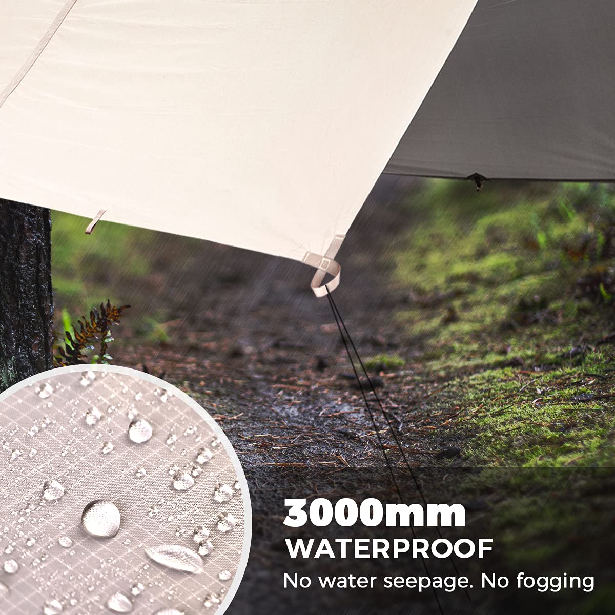 Bearhard 10 X 10 Ft/10 X 12 Ft Waterproof Rainfly Tarp For Hammock Or Tent, Lightweight Multifunctional Camping Shelter For Back