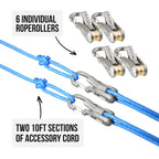 Roperoller The Original Rope Tightening Tool & Tensioner 6-Pack with Rollercam Technology - Heavy-Duty Tie Down for Camping, Tar