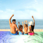 Sunlit 10'X9' Extra Large Boho Sand Proof Beach Blanket, Sand Proof Mat With Corner Pockets And Mesh Bag For Beach Party, Travel