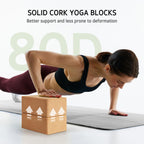Syntus Cork Yoga Blocks And Yoga Strap Set, 2 Natural Cork Soft Non-Slip Yoga Blocks 9  6  4 Inches, 8Ft Metal D-Ring Strap For