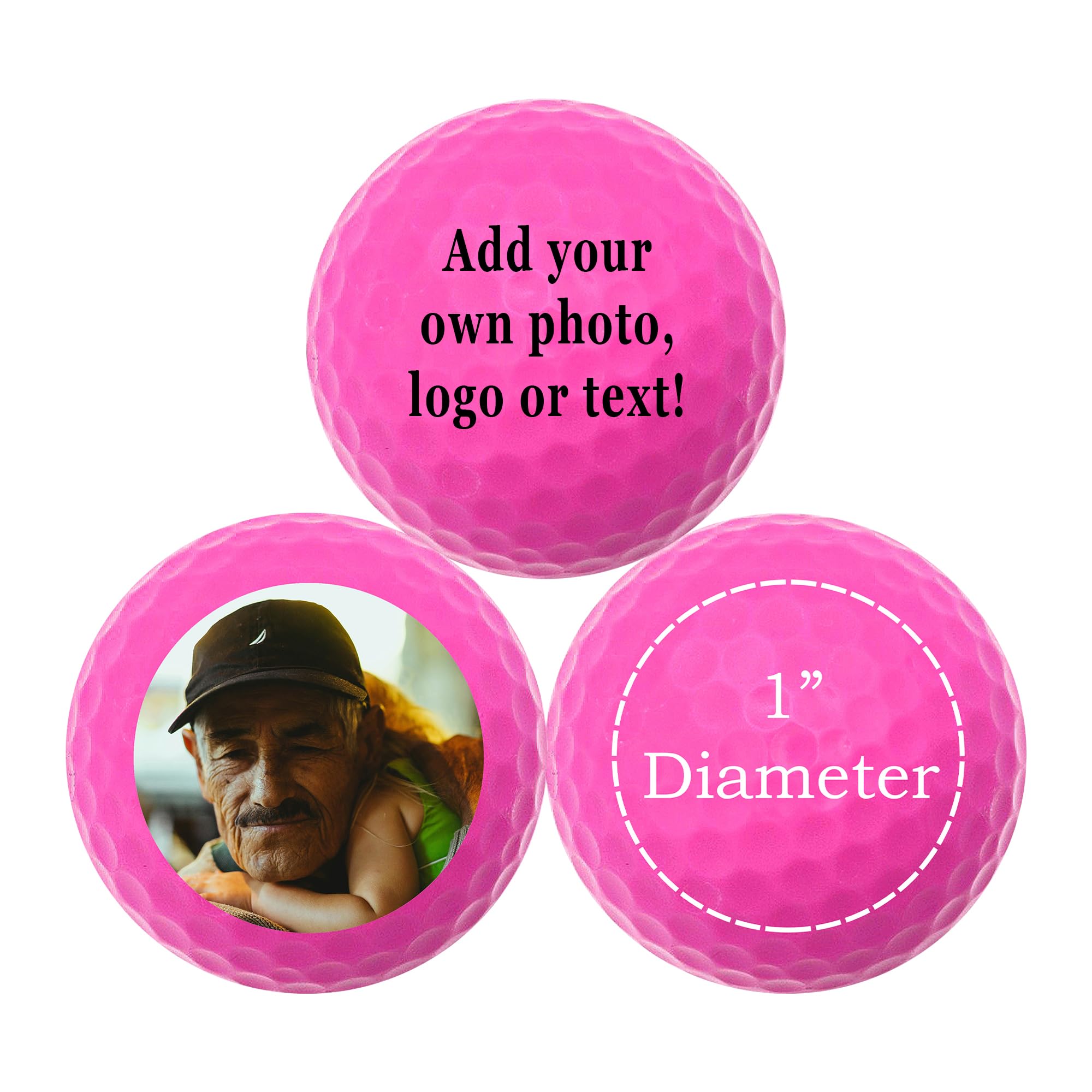 GBM Pink Custom Golf Balls Personalized Golf Balls - Add Photo Logo or Text for Parties, Events & Short Game Play, Great Gifts f