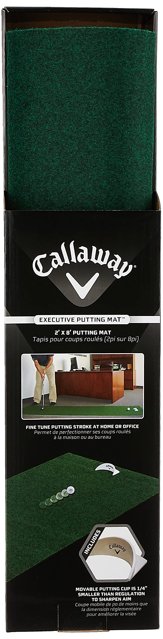 Callaway Golf Executive Indoor Putting Green Golf Mat & Golf Putting Training Aid, 2 X 8 Ft