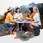 Yeto Camping Cookware Set Hard-Anodized Aluminum Foldable Backpacking Camping Pots And Frying Pans Cooking Camp Kitchen Camping