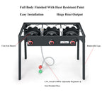 Cookamp High Pressure Triple Propane Burner Outdoor Propane Camping Stove With 0-20 Psi Adjustable High Pressuer Regulator And S