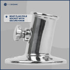 Five Oceans Boat Flag Pole Socket, Flag Pole Holder With Knob, Top Mount, Marine Grade Heavy Duty Stainless Steel, Fits 3/4 Inch