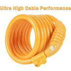 Etronic Security Bike Lock Self Coiling Resettable Combination Lock Bike Cable Lock, 6-Feet X 3/8-Inch - Yellow