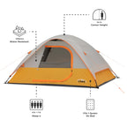 Core Tent 4 Person For Outdoor Family, Hiking, And Backpacking | Portable Dome Camp Tent With Storage Pockets For Camping Access