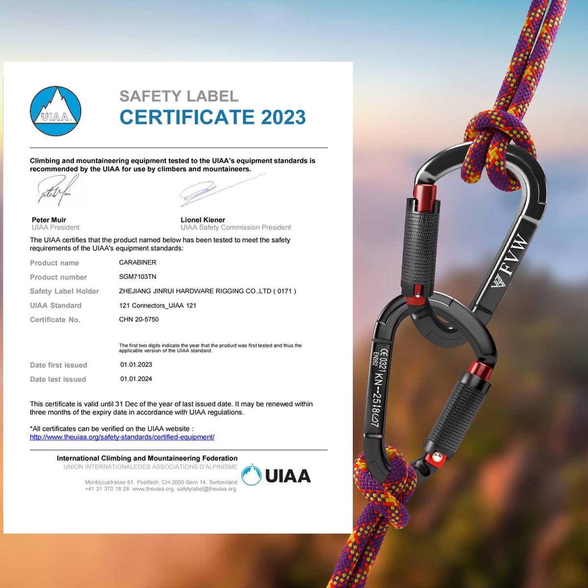 Fvw Auto Locking Rock Climbing Carabiner Clips, 5 Pack 25Kn (5620 Lbs) Heavy Duty Caribeaners For Rappelling Swing Rescue & Gym