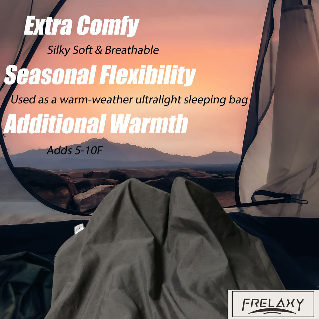 Frelaxy Sleeping Bag Liner, Xl Travel Sheet & Camping Sheet For Backpacking, Hotel, Hostels & Traveling, Comfy & Easy Care, Doub