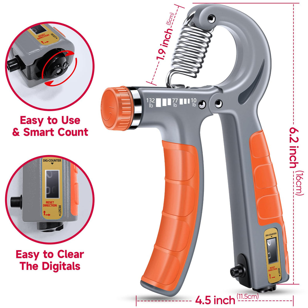 Fitbeast Grip Strength Trainer Kit Adjustable Resistance 2 Hand Grippers With Counters, Finger Stretcher Build Strength And Grip