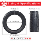Alveytech 12-1/2''X2-1/4'' (57-203/62-203) Rubber Tire - Replacement Fits Razor Pocket Mod Series, Currie, Mongoose, Schwinn, Ro