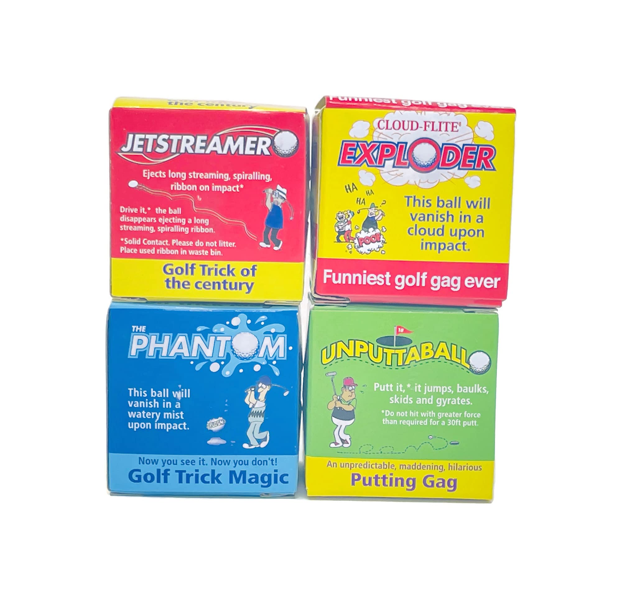 Lot 8 Trick Golf Balls Jokes Exploding, Mist, Wobble, Streamer