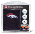 Team Golf Nfl Denver Broncos Gift Set: Embroidered Golf Towel, 3 Golf Balls, And 14 Golf Tees 2-3/4'' Regulation, Tri-Fold Towel