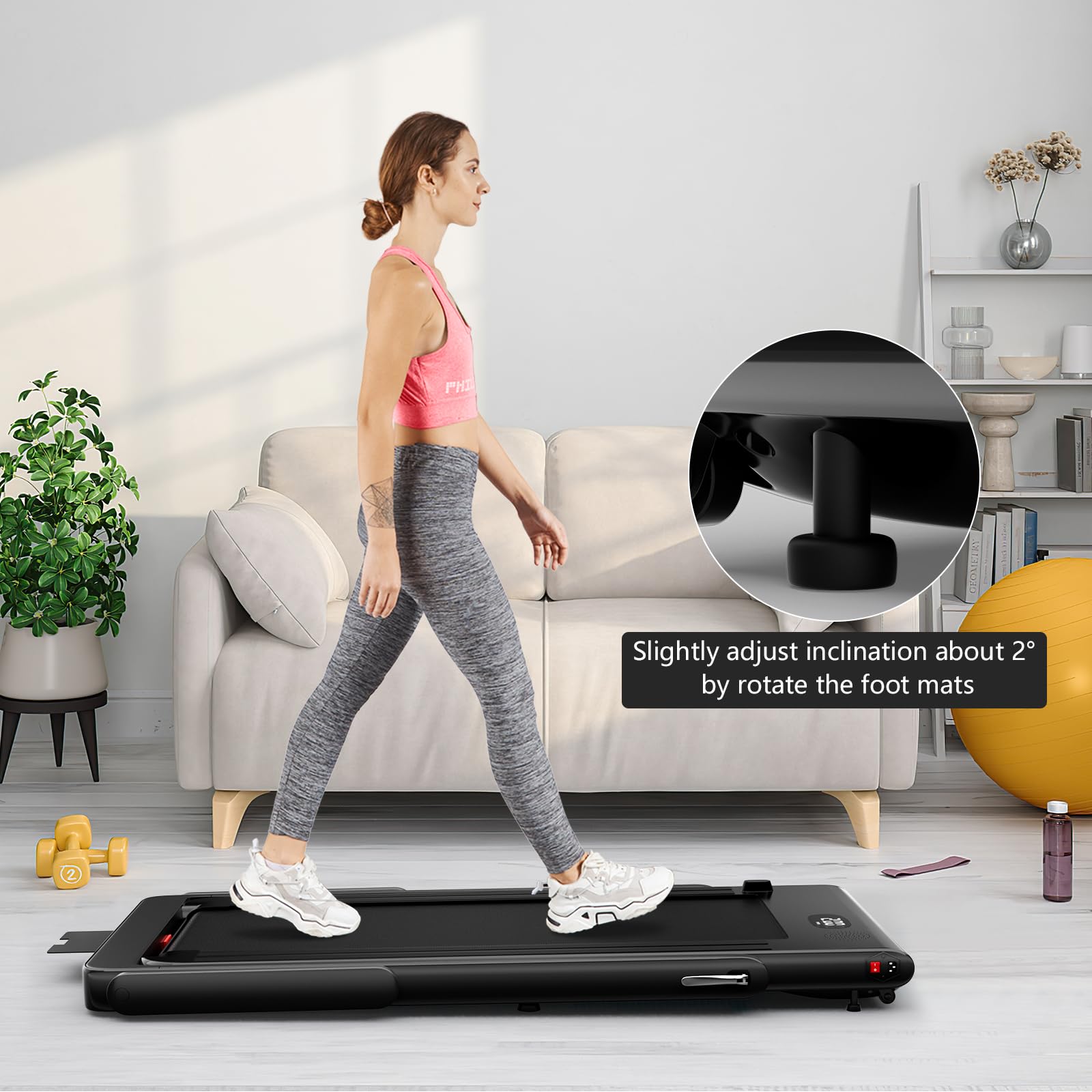 Goplus 2 In 1 Folding, Superfit Under Desk Electric Treadmill, 2.25Hp Installation-Free With Blue Tooth Speaker, Remote Control,