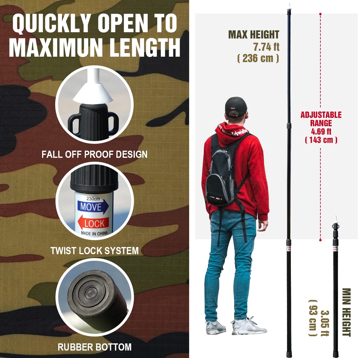 All-Round Protection:Lyn 4 Person Instant Pop Up Camouflage Shelter Emergency Tent,Thermal Waterproof Ultralight Bugout With Scr