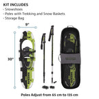 Yukon Charlie'S Sherpa Snowshoe Kit, 9-Inch X 30-Inch, Includes Snowshoes, Trekking Poles And Travel Bag