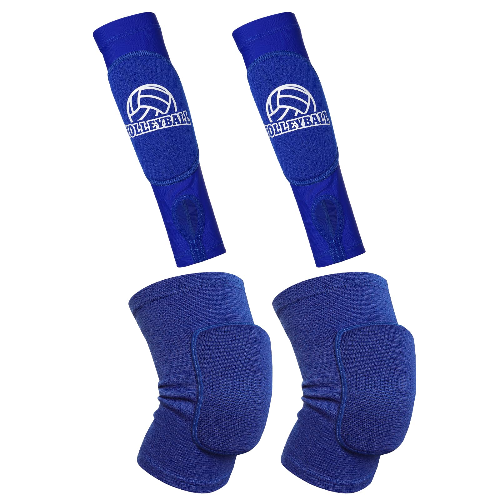 obmwang 2 Pieces Volleyball Accessories Including Volleyball Knee Pads and Arm Sleeves with Protection Pads and Thumb Hole for W