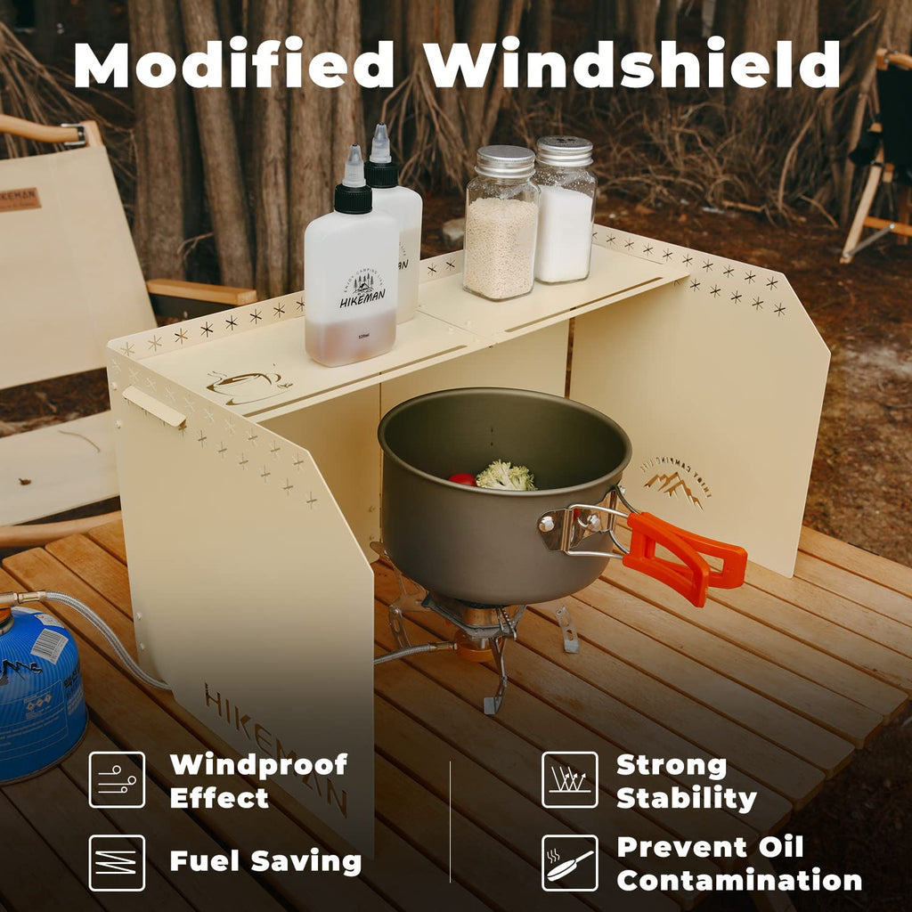 Hikeamn Camping Stove Windscreen - Outdoor Folding Gas Stove Windshield,Camping Wind Blocker With A Storage Bag For Camping,Hiki