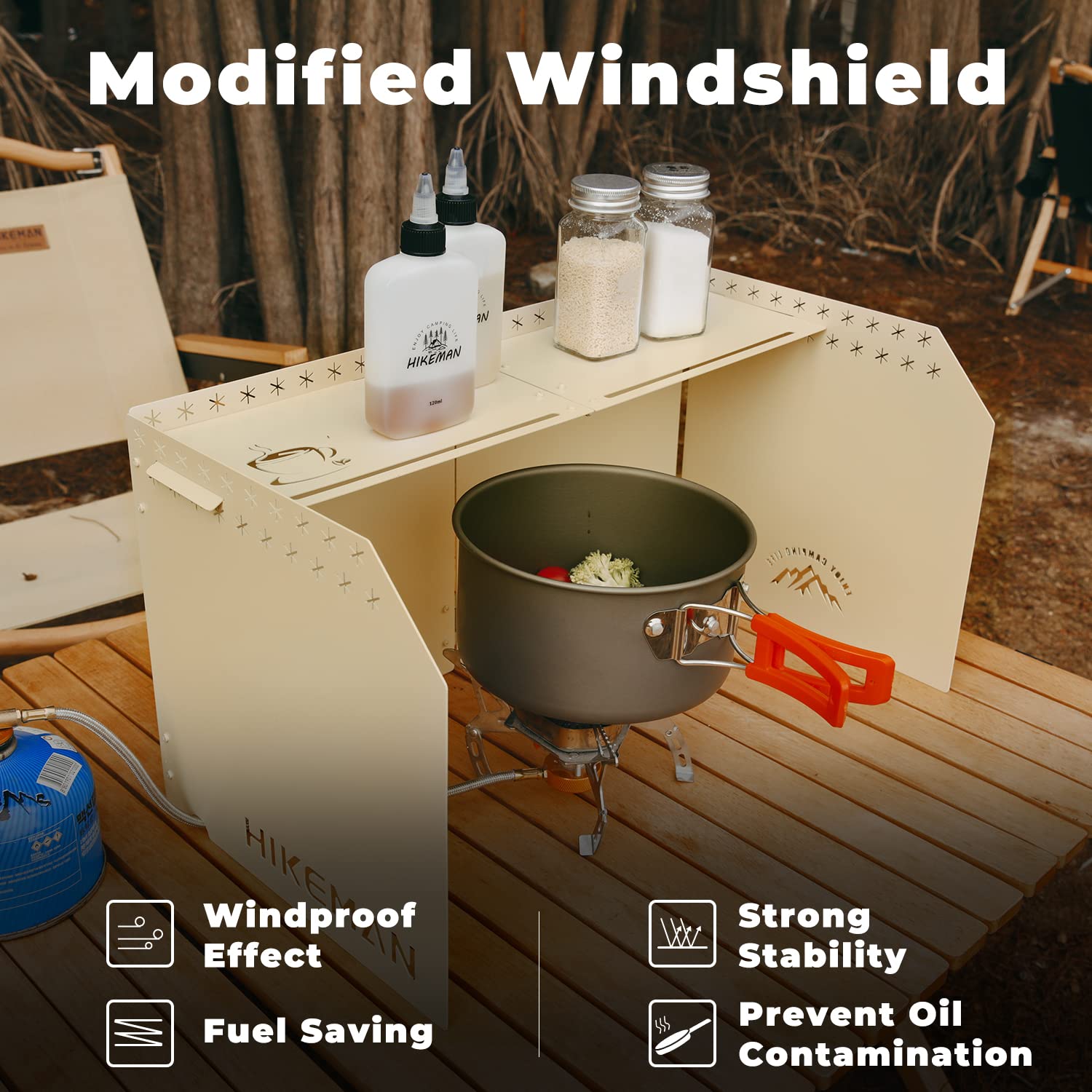 Hikeamn Camping Stove Windscreen - Outdoor Folding Gas Stove Windshield,Camping Wind Blocker With A Storage Bag For Camping,Hiki