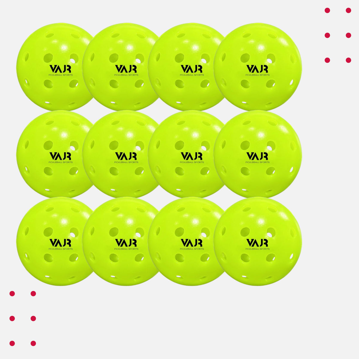 Vajr Pickleball Ball | V40 | 12Pack | 40 Precise Holes | Usa Pickleball Approved | True Flight | Authentic Bounce | Exceptiona