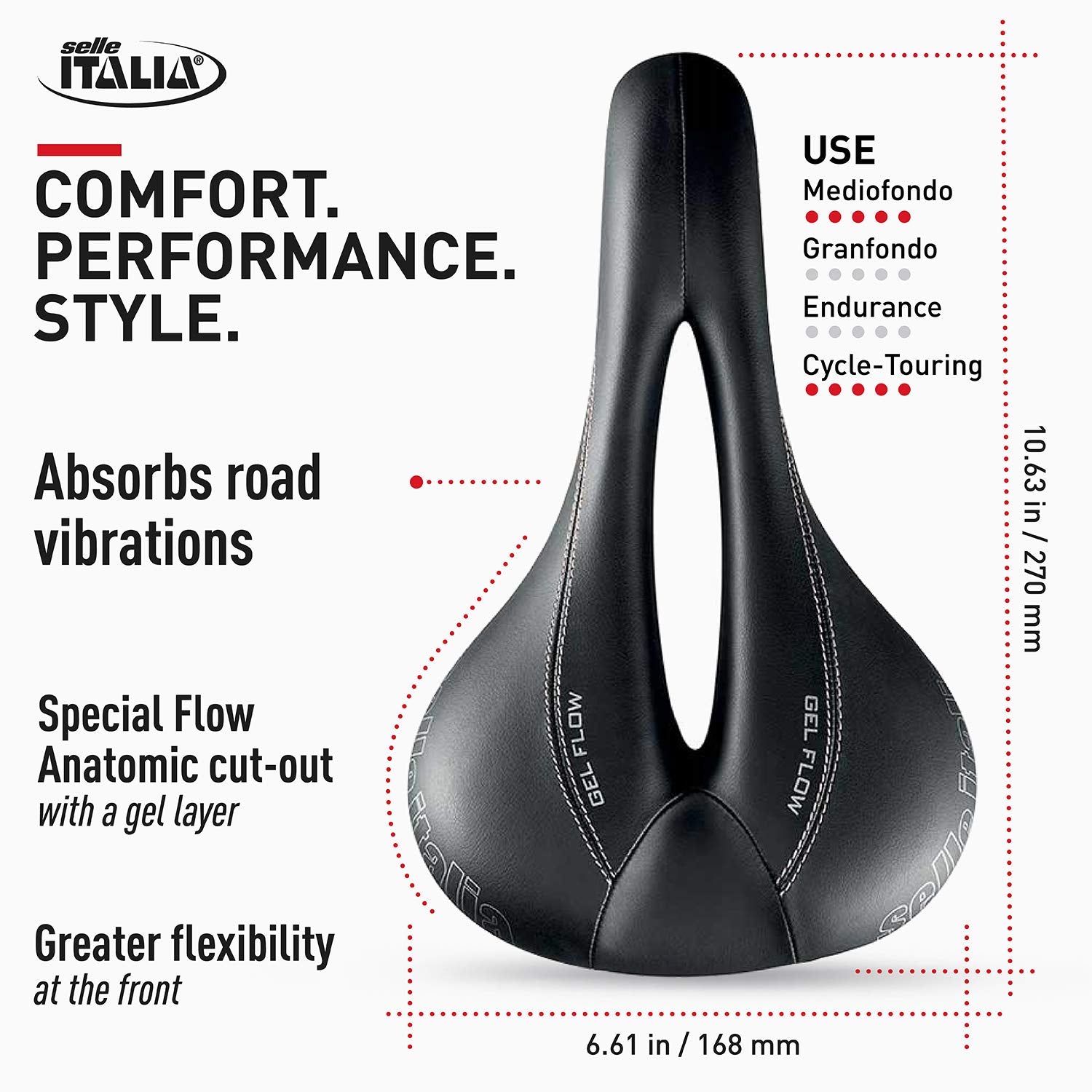 Selle Italia, Donna, L, Mtb And Road Bike Saddle, 270 X 168Mm, Women, 345G, Black
