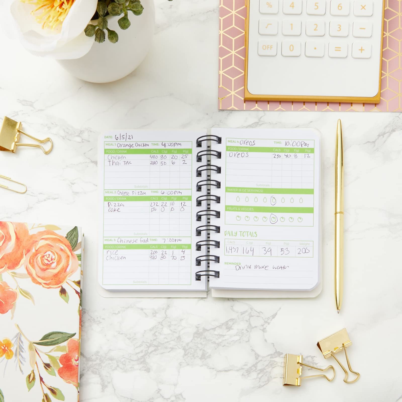 3-Pack Calorie Counter Book For Weight Loss, 90-Day Food Meal Pocket-Size Tracker Journal Notebook For Men And Women Nutrition M