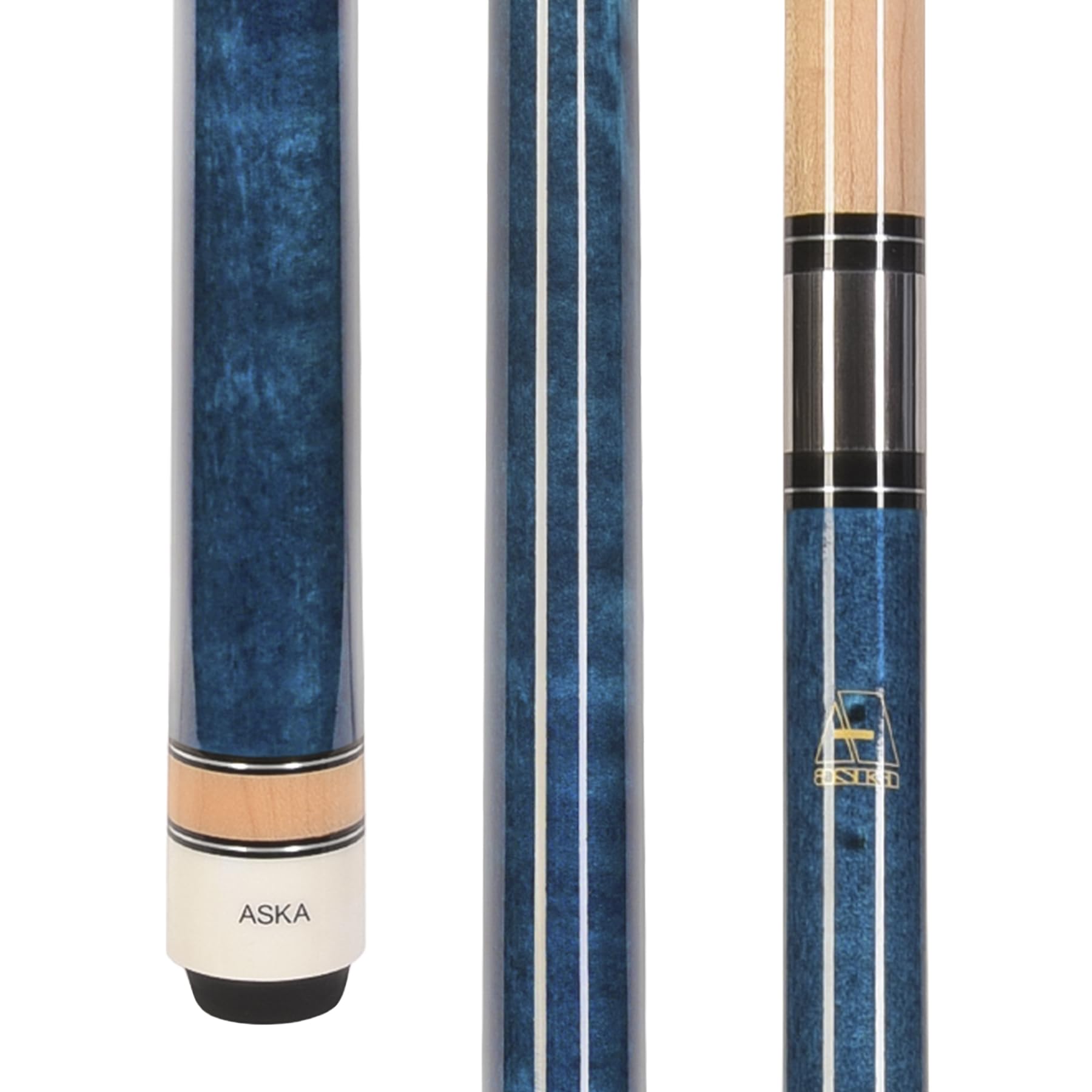 ASKA L3 2pc No Wrap Pool Cue Stick, 58  Hard Rock Canadian Maple, 13mm Hard Tip, Improve Your Game (Blue 20-Ounce)