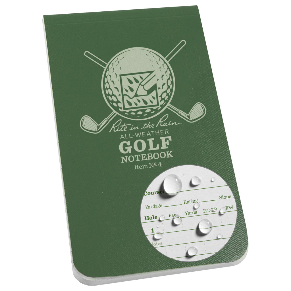 Rite In The Rain All Weather Golf Notebook, 3.5'' X 6'', Green Field Flex, Club Yardage Book & Hole Notes (No. 4)