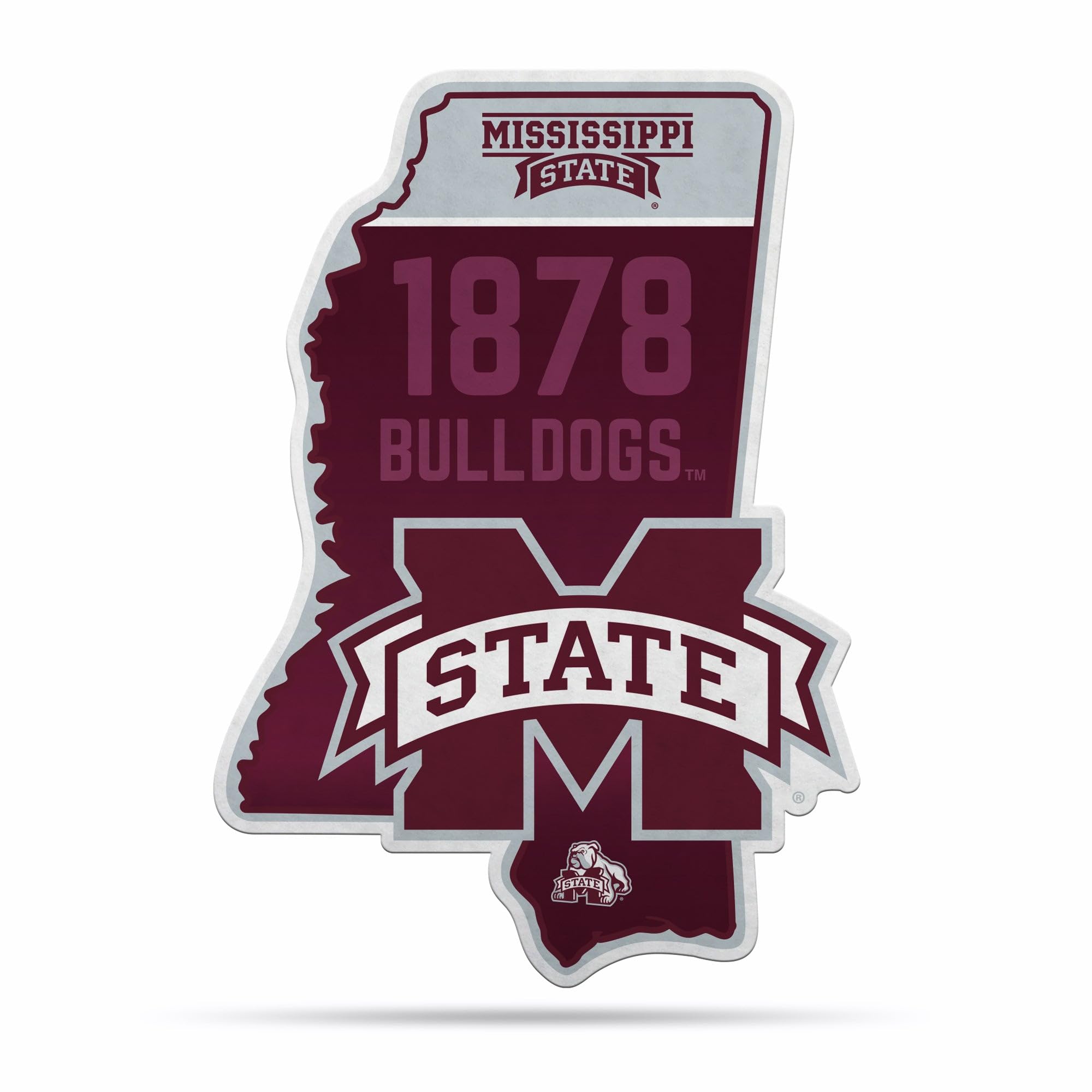 Rico Industries Ncaa Mississippi State Bulldogs State Shape Shape Cut Pennant - Home And Living Room D  Cor - Soft Felt Ez To Ha