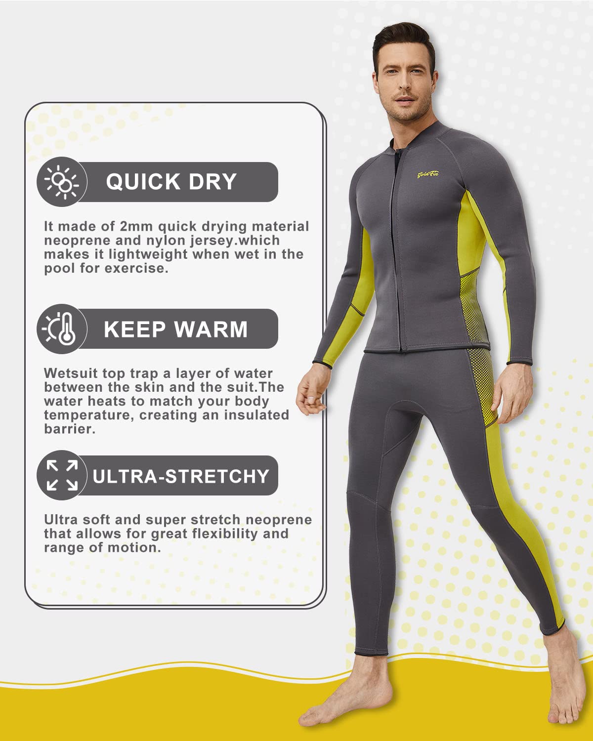 Goldfin Wetsuit Top, Mens Women 2Mm Wet Suits Neoprene Jacket Long Sleeve For Diving Surfing Kayaking Swimming, Xx-Large
