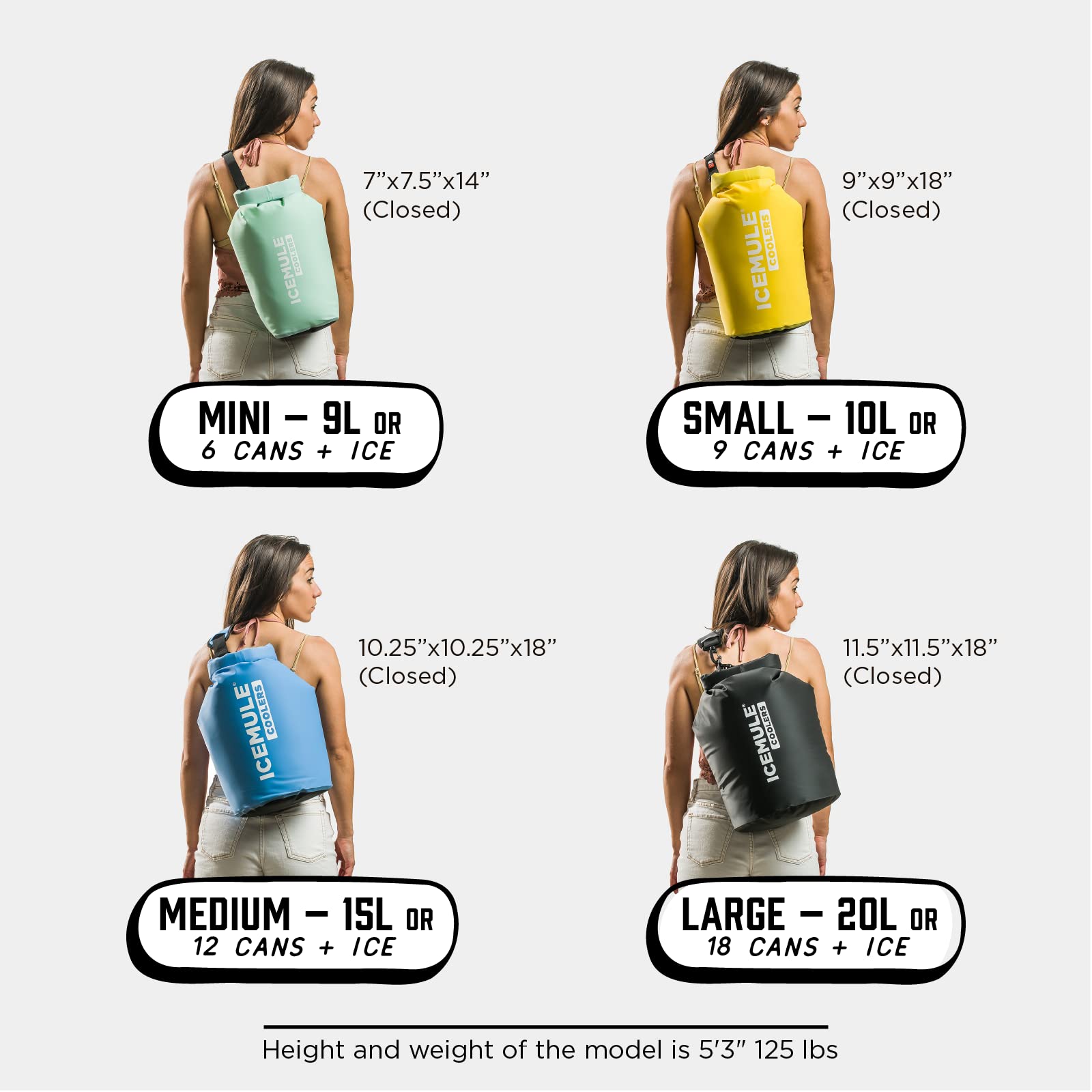 Icemule Classic Mini Collapsible Sling Strap Cooler - Hands Free, 100% Waterproof, 24+ Hours Cooling, Soft Sided Cooler For Hiki